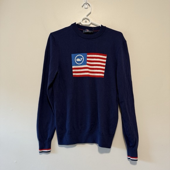 Vineyard Vines Sweaters - Vineyard‎ Vines NWT American Flag Intarsia Sweater in Deep Bay Blue Size XS